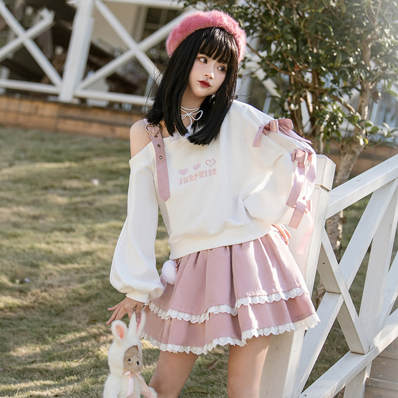 Sweet Lolita Surprise Sweatshirt White Kawaii Aesthetic Clothes Cute –  Aesthetics Boutique