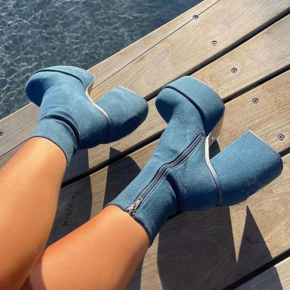 Y2K Bratz Style Low Boots Denim