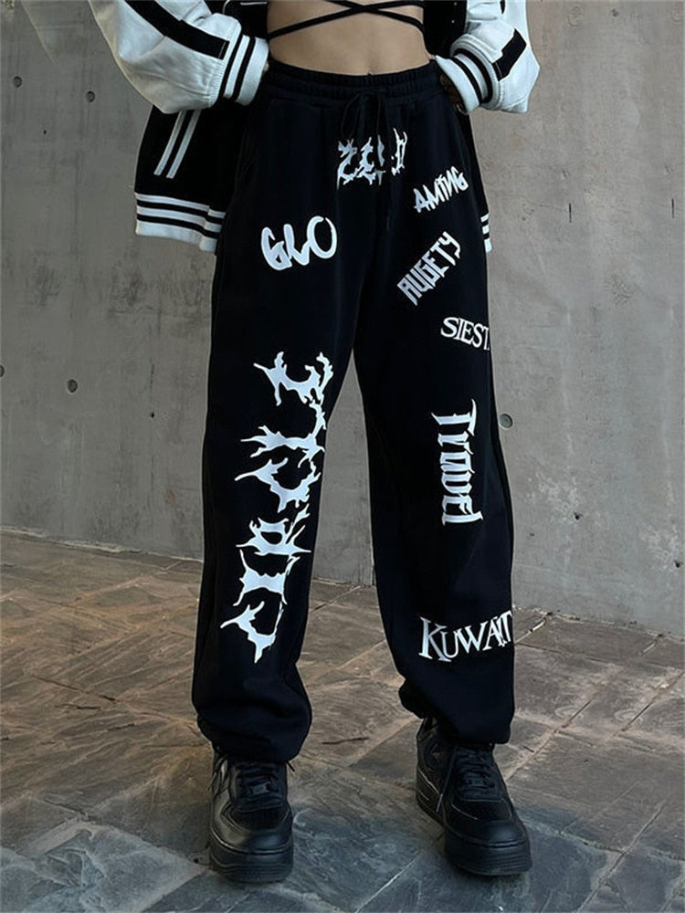 Egirl Gothic Graphic Black Jogging Sweatpants