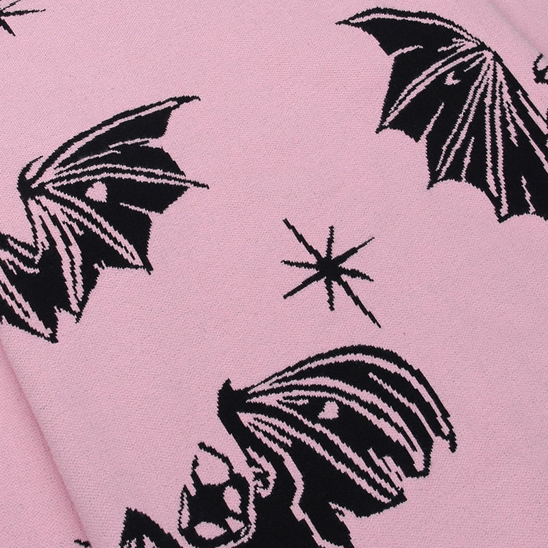 Gothic Bat Knitted Sweater Pastel Goth