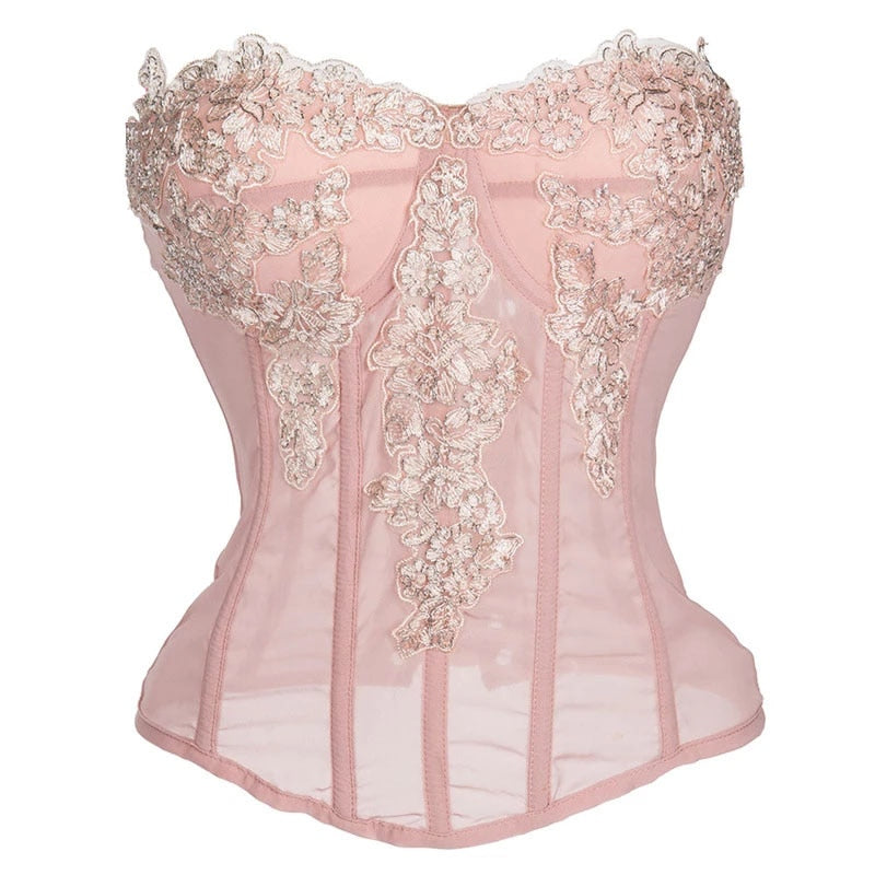 Coquette Lace Up Corset Top - Pink / S