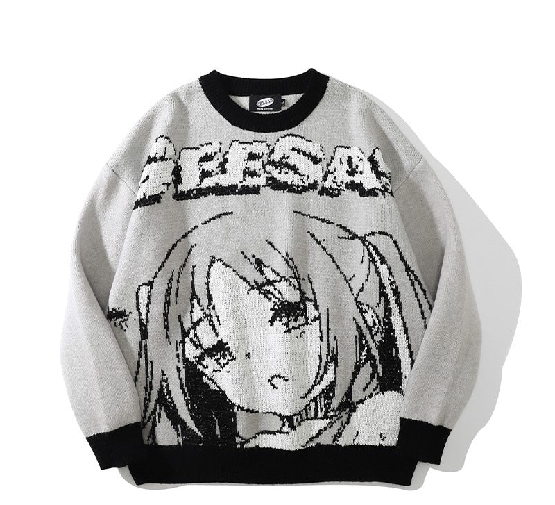 Anime Girl Knitted Sweater Harajuku