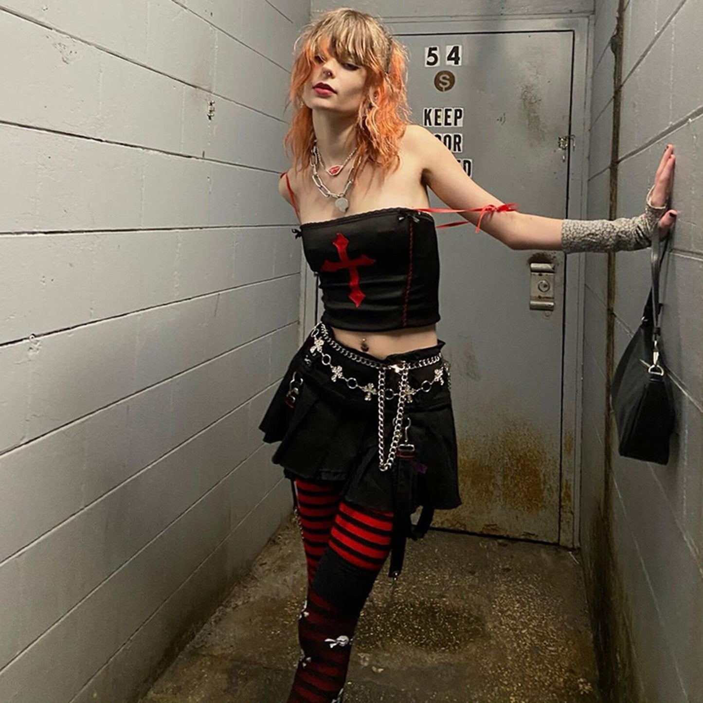 Gothic Vampire Cross Crop Top