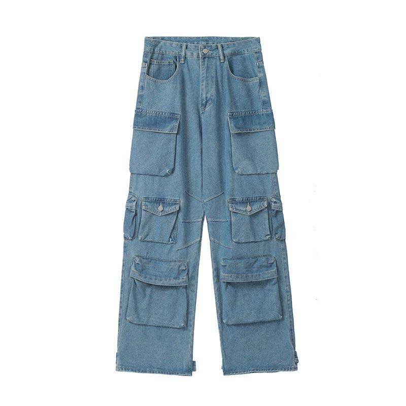 Y2K Baggy Blue Washed Cargo Pants