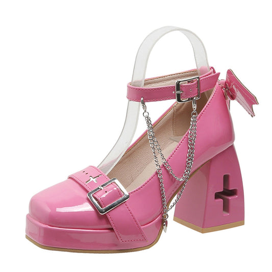 Sweet Gothic Lolita Vampire Mary Janes Pink