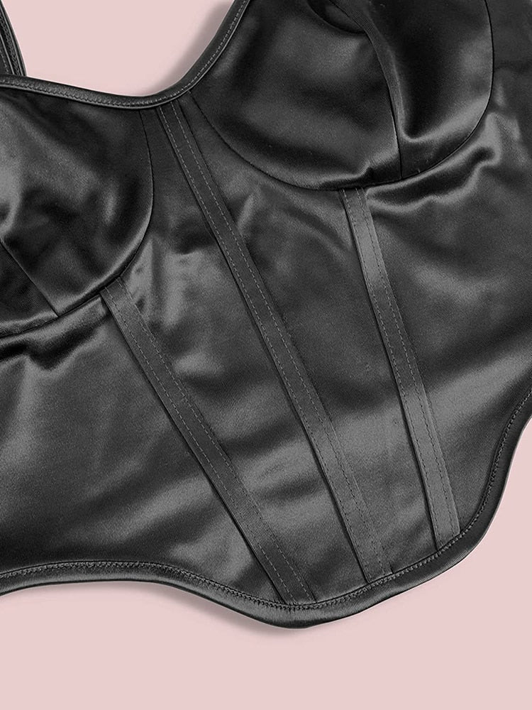 Satin Bustier Top Gothic Black