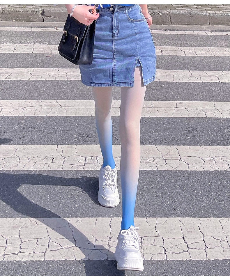 Ombre Gradient Color Tights Pink