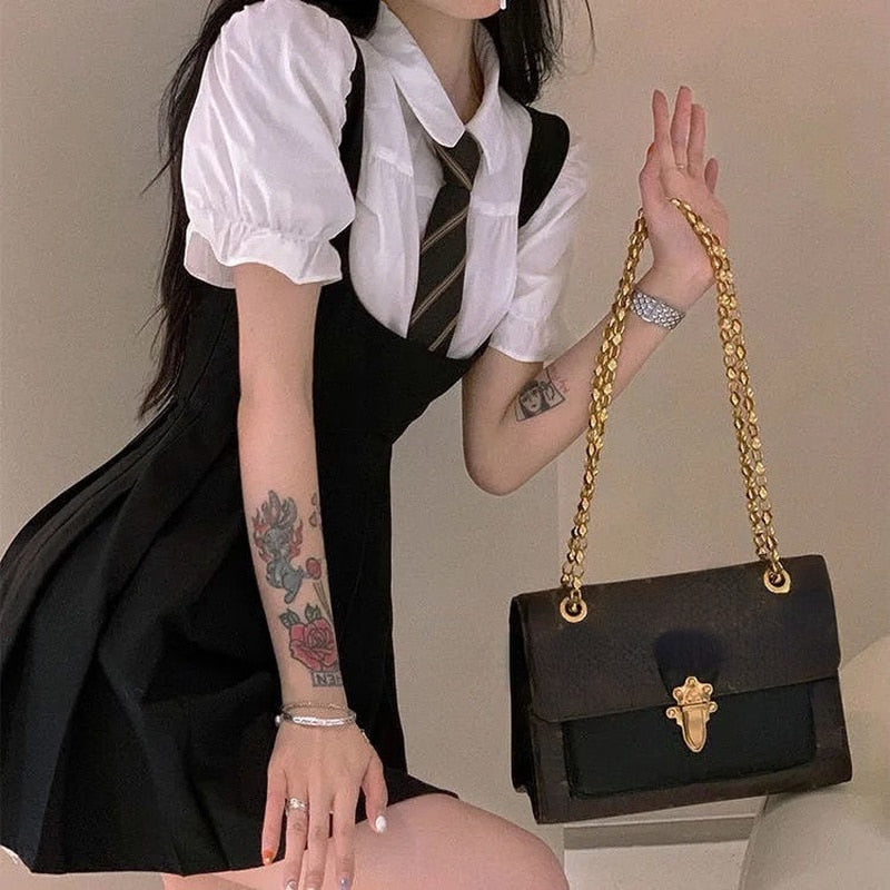 Dark Academia Pleated Mini Dress