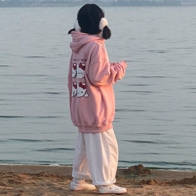 Sanriocore Flustered Kitty Hoodie Kawaii