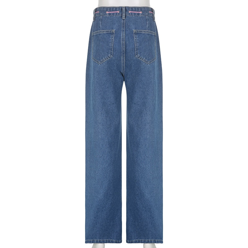 Y2K Indie Girl Heart Baggy Jeans