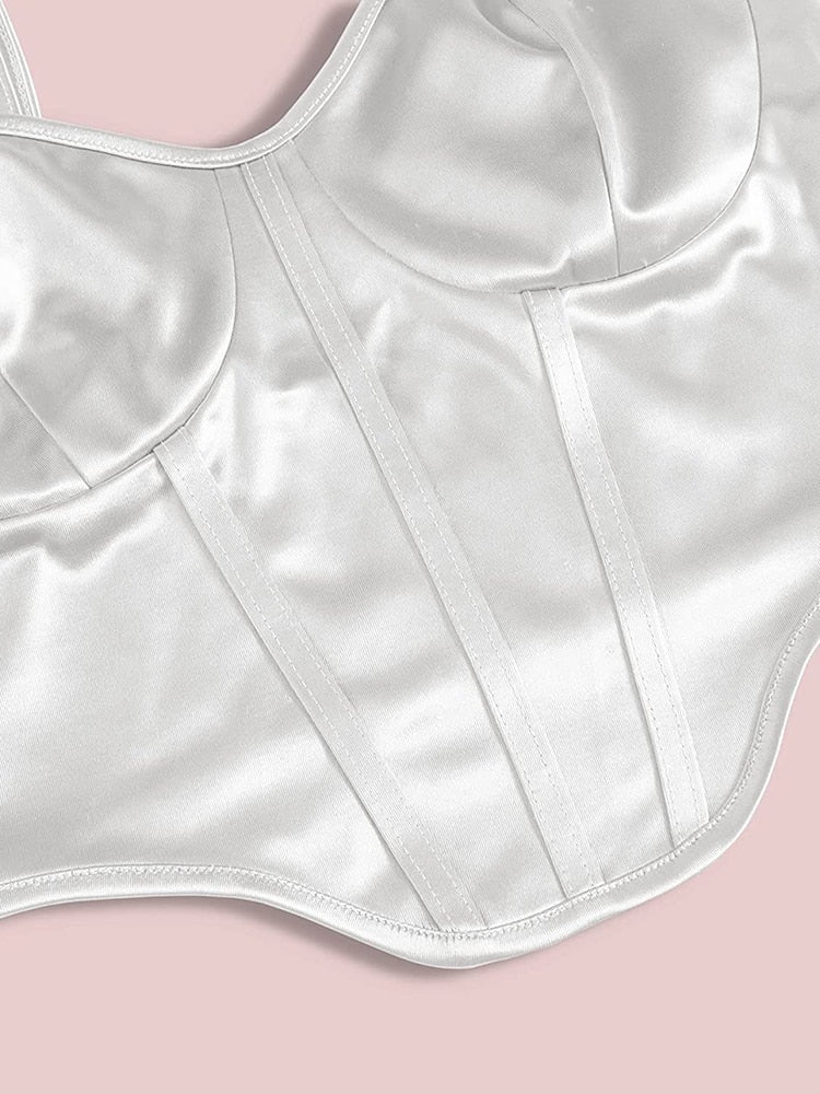 Satin Bustier Top Pearl White