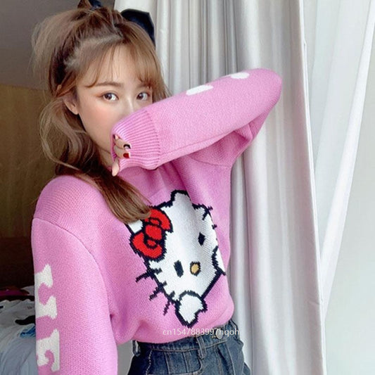 Hello Kitty Knitted Crop Sweater