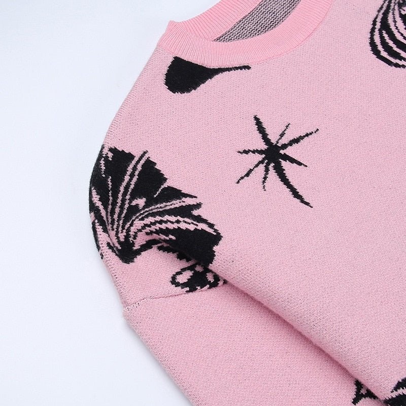Gothic Bat Knitted Sweater Pastel Goth