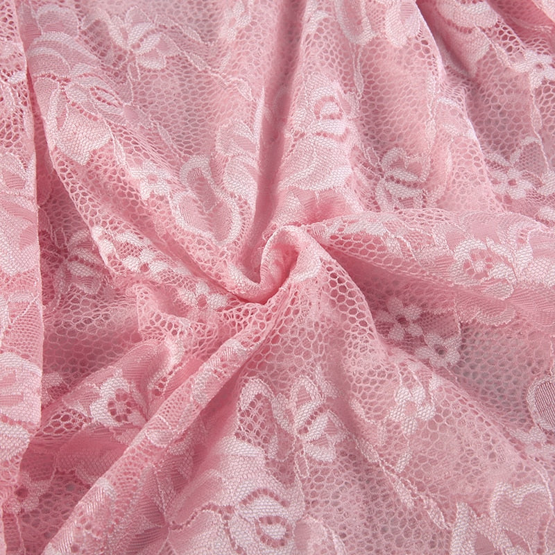 Coquette Fairy Dress Pink Transparent Lace