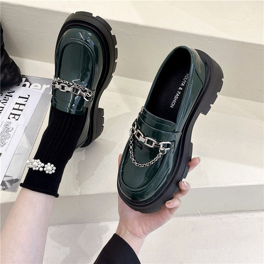 Dark Academia Loafers Metal Chain