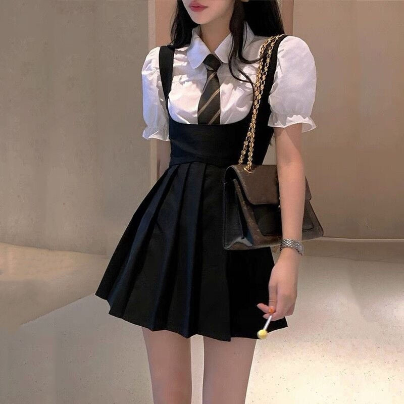 Dark Academia Pleated Mini Dress