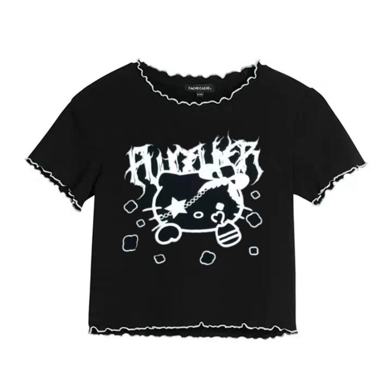Goth Metal Kitty Crop Top