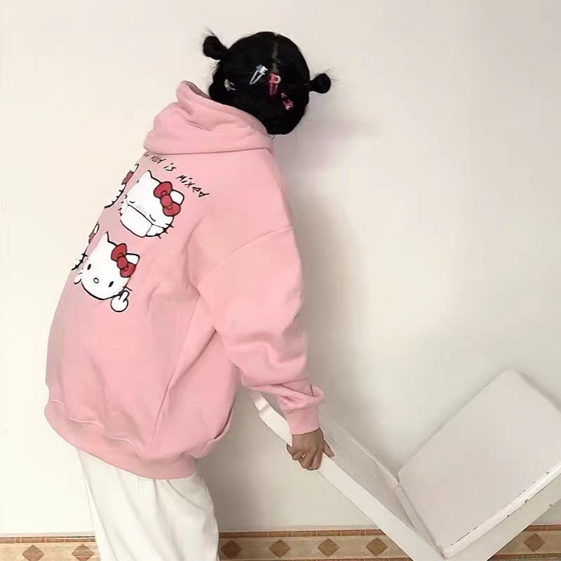 Sanriocore Flustered Kitty Hoodie Kawaii