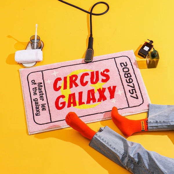 Aesthetic 90s Circus Galaxy Vintage Rug Mat