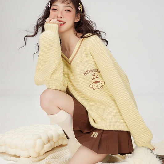 Kawaii Pompompurin V-Neck Sweater