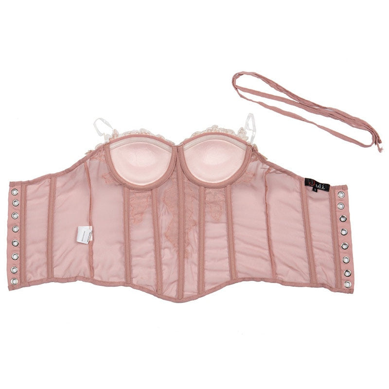 Coquette Fairycore Pink Corset Bustier Top