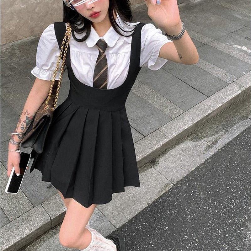 Dark Academia Pleated Mini Dress
