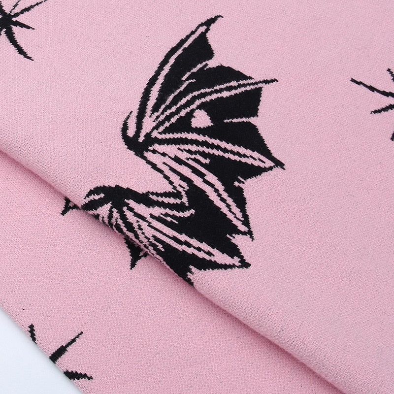 Gothic Bat Knitted Sweater Pastel Goth