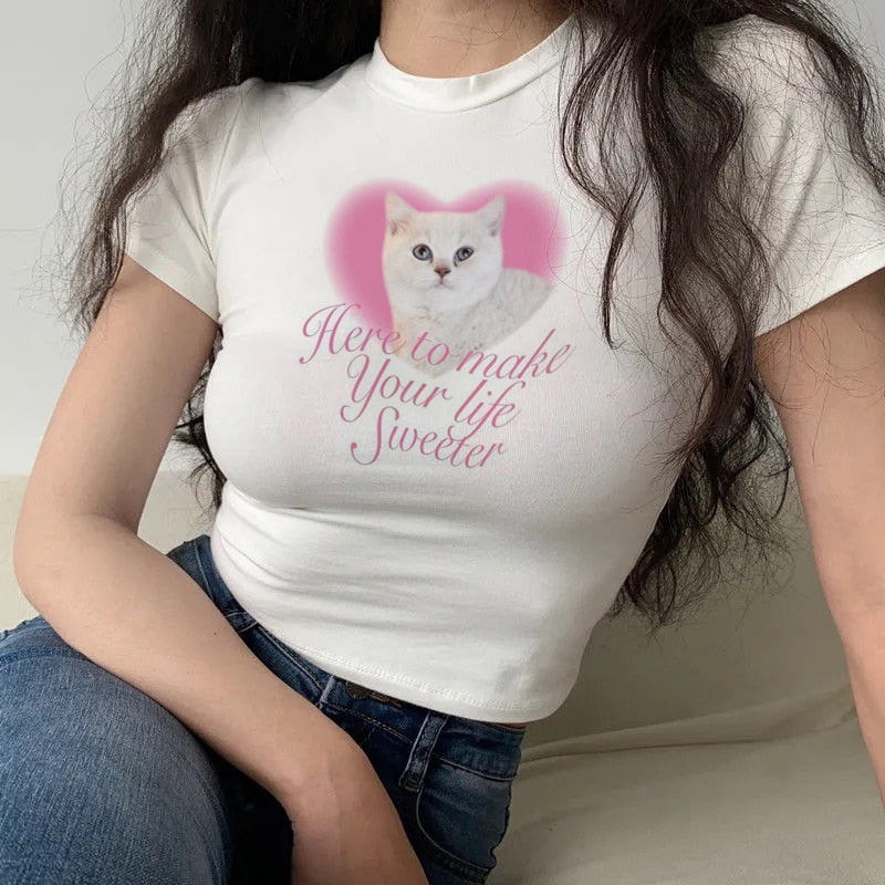 Lovely Cute Cat Aesthetic Crop Top