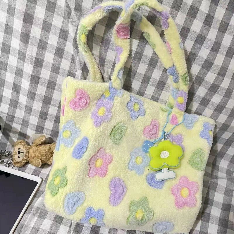 Kawaii Fluffy Soft Floral Handbag