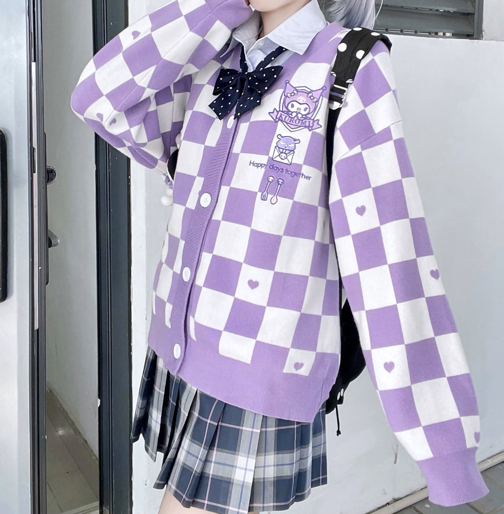 Kawaii Kuromi Purple Cardigan Sweater