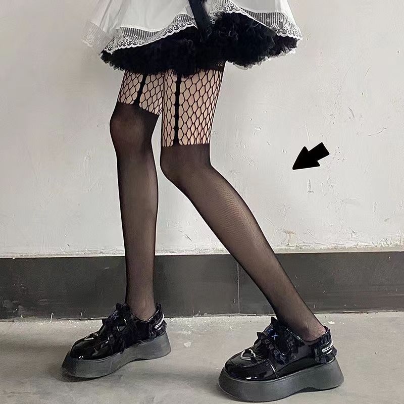 Gothic Fishnet Tights Stocking Effect Black