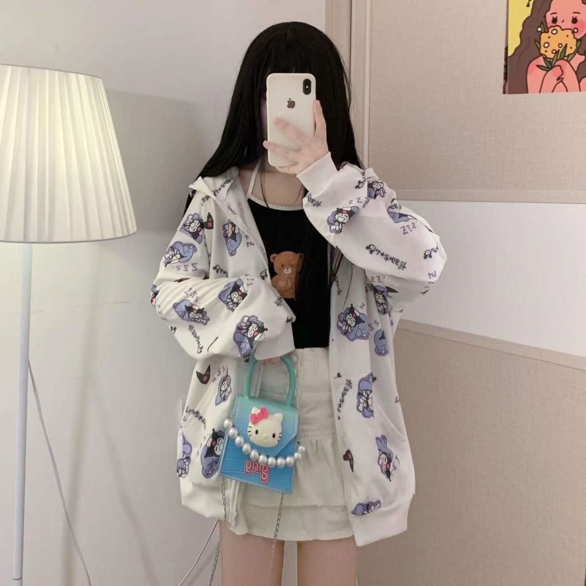 Sanriocore Sleepy Kuromi Hoodie