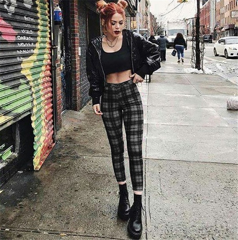 Punk Rock Plaid Leggings Pants
