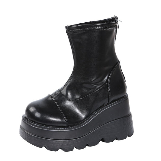 Grunge Platform Ankle Boots Black