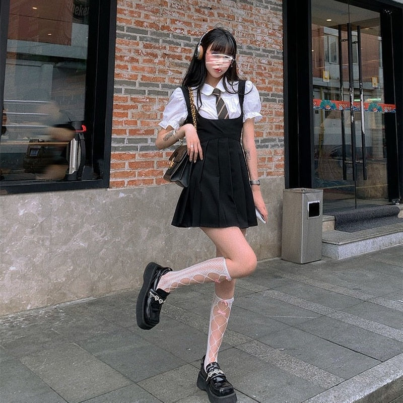 Dark Academia Pleated Mini Dress