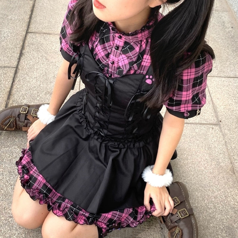 Gothic Lolita Punk Mini Dress – Aesthetics Boutique Gothic Lolita Punk Mini Dress – Aesthetics Boutique