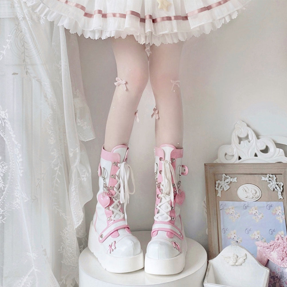Sweet Lolita Mid-Calf Motorcycle Boots