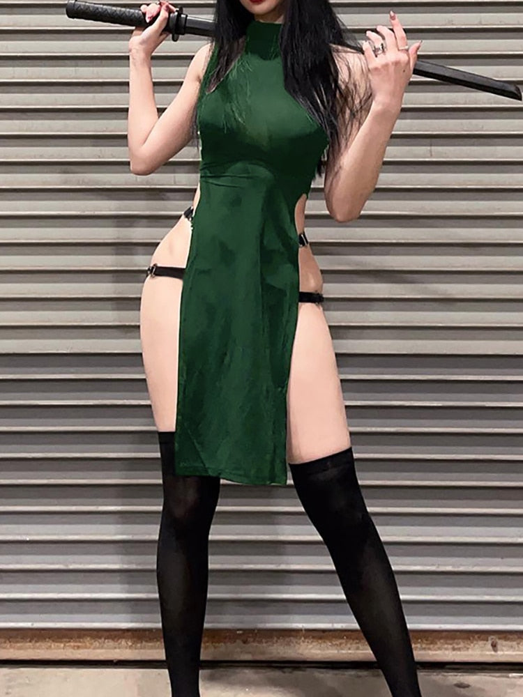 High Split Side Sleeveless Dress