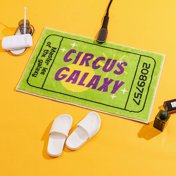 Aesthetic 90s Circus Galaxy Vintage Rug Mat
