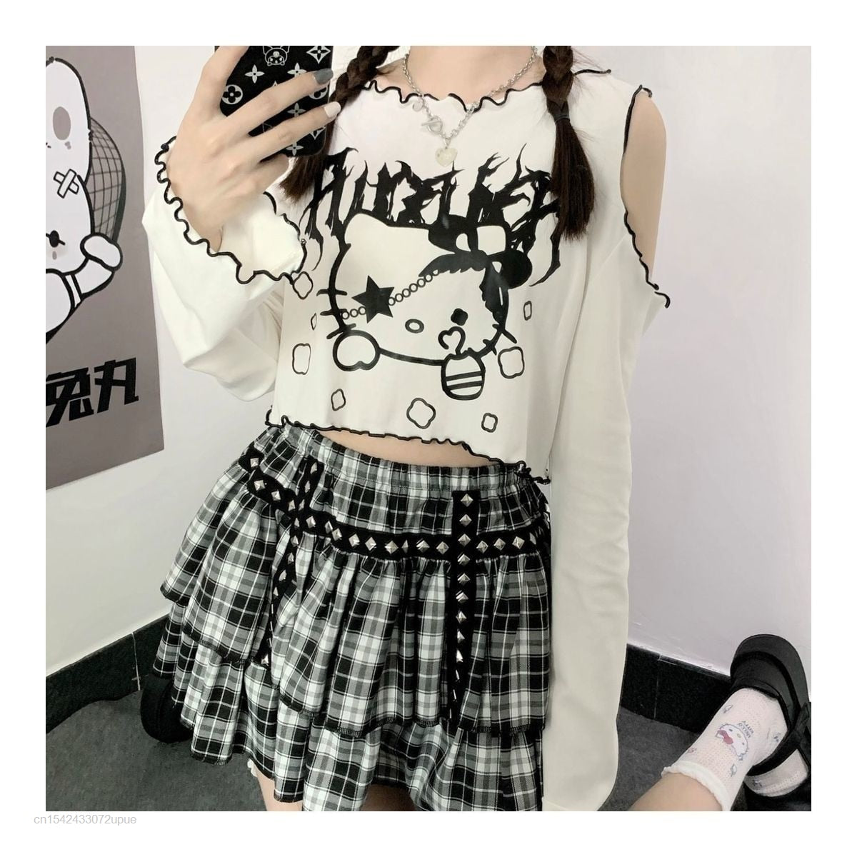 Gothic Dark Grunge Hello Kitty Top