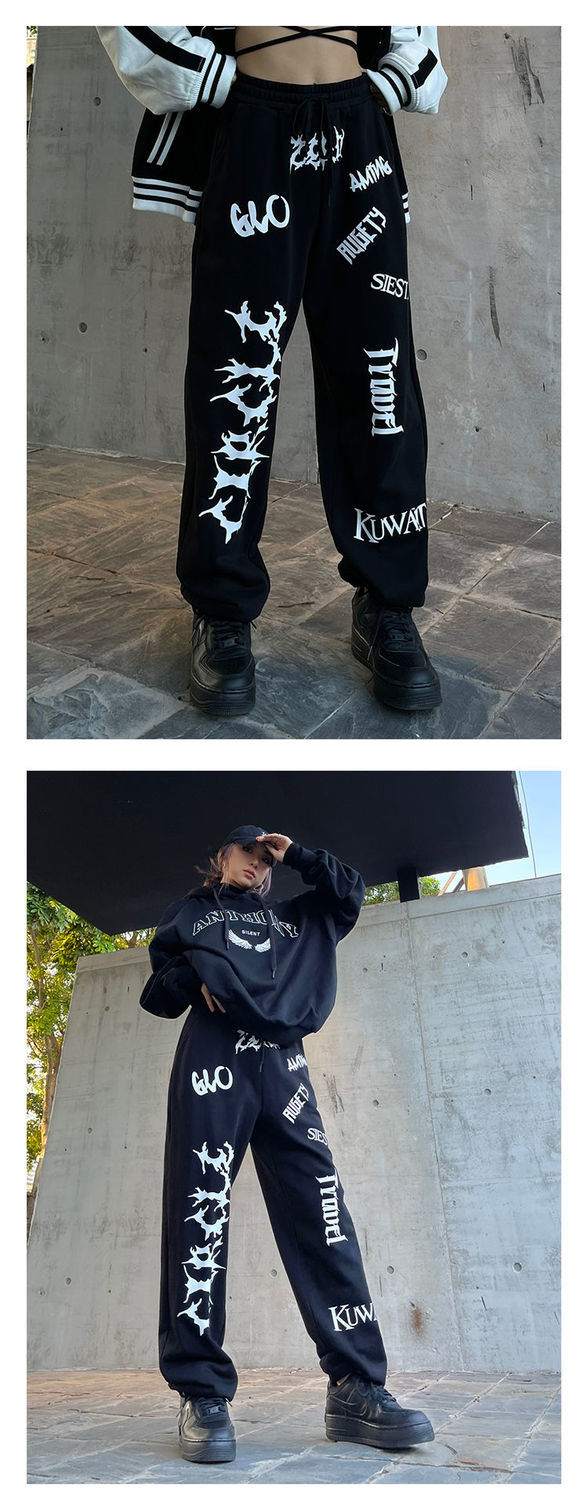 Egirl Gothic Graphic Black Jogging Sweatpants