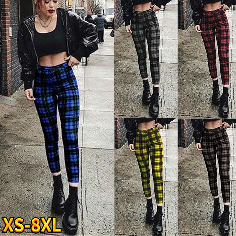 Punk Rock Plaid Leggings Pants