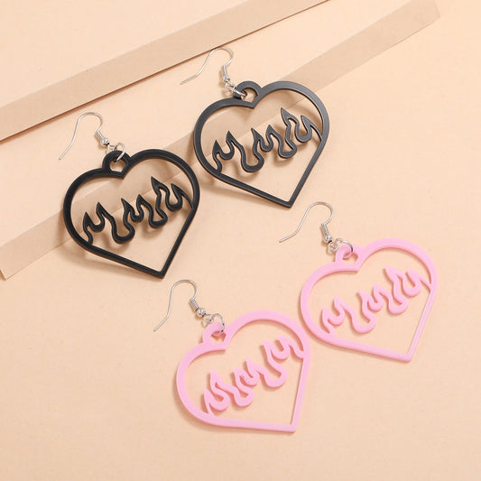 E-Girl Aesthetic Earrings Heart Flame