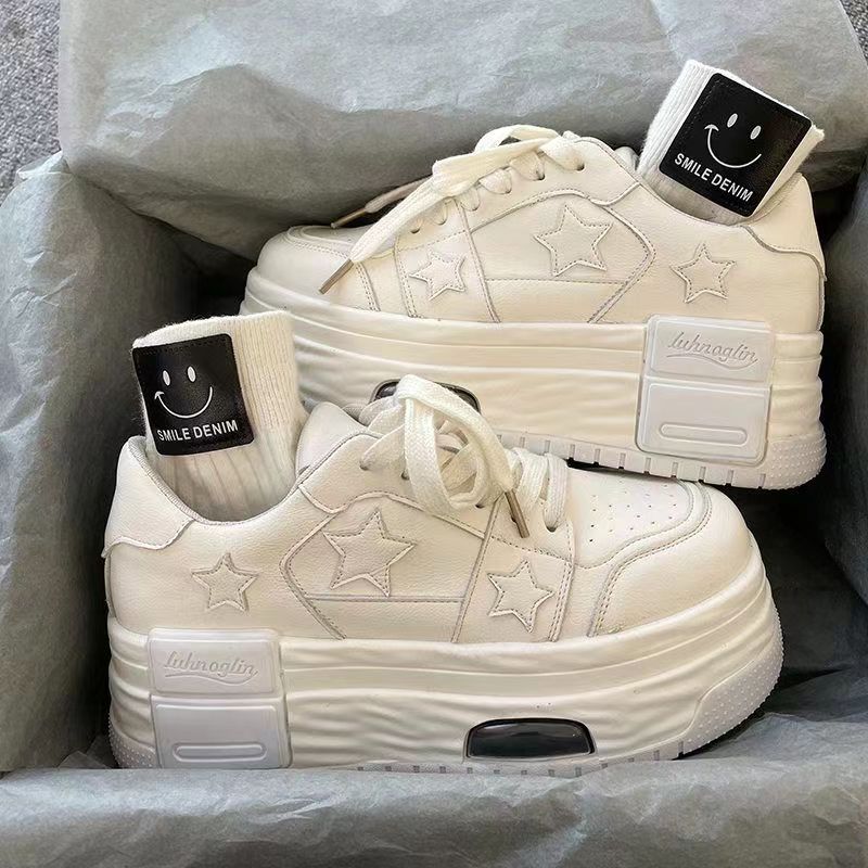 K-Pop Star Platform Sneakers - White – Aesthetics Boutique