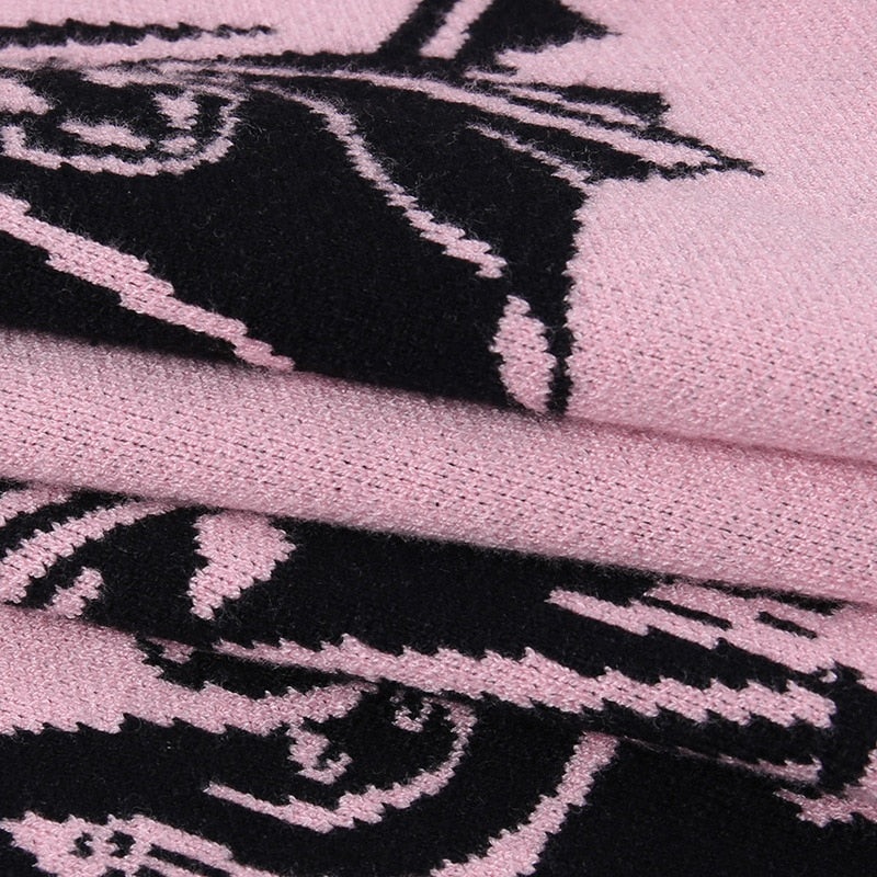 Gothic Bat Knitted Sweater Pastel Goth