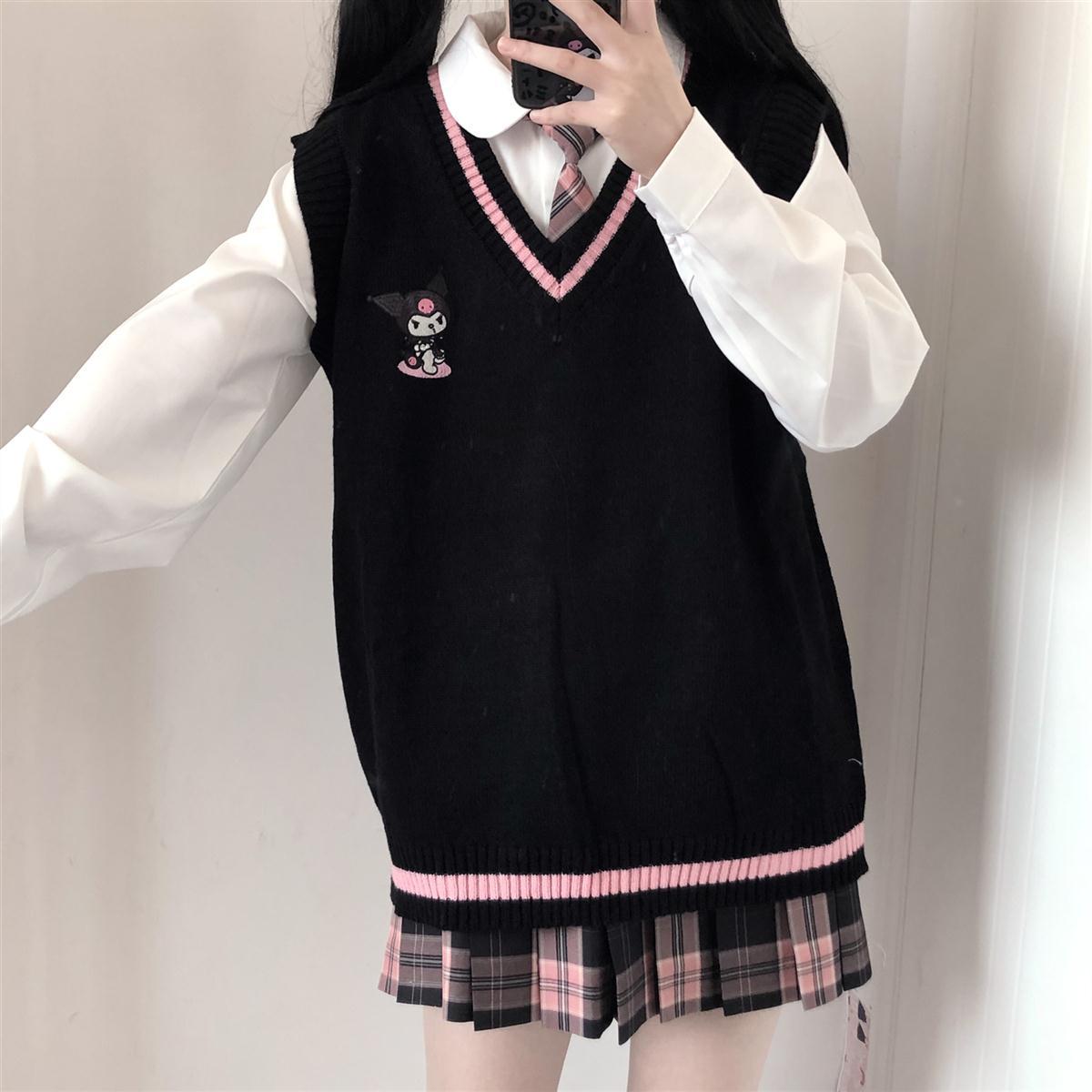 Kawaii Sweater Vest Kuromi Black