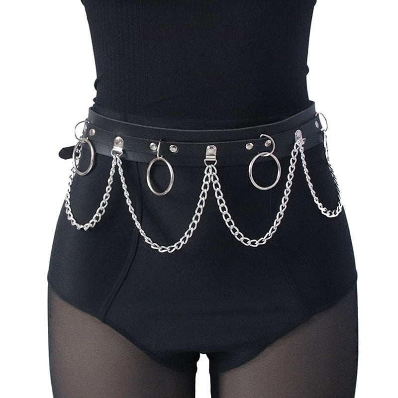 Egirl Goth Punk Metal Chain Black Belt