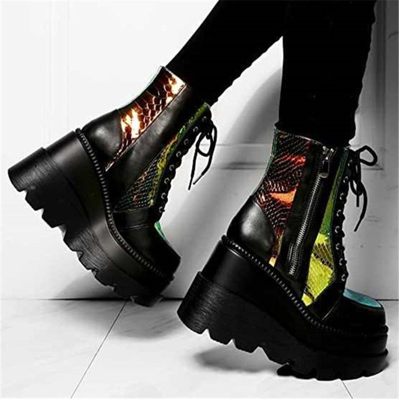 Egirl Black Holographic Platform Shoes