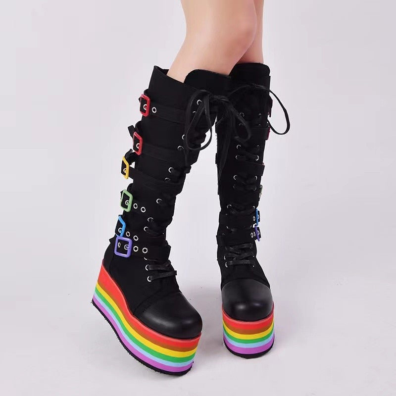 Rainbow Platform Boots