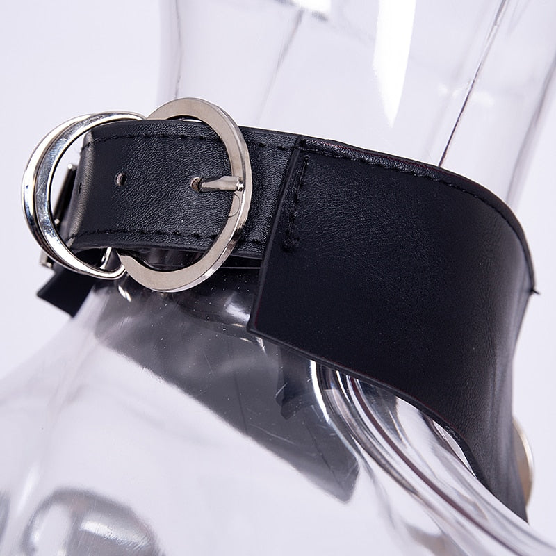 Moon Faux Leather Choker Collar